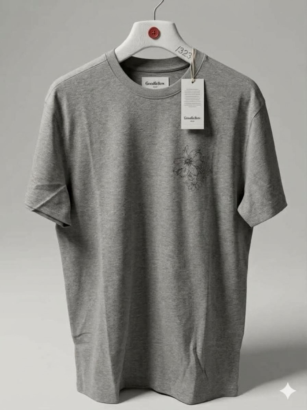 NWT Goodfellow & Co Floral Graphic Boyfriend Tee Gray